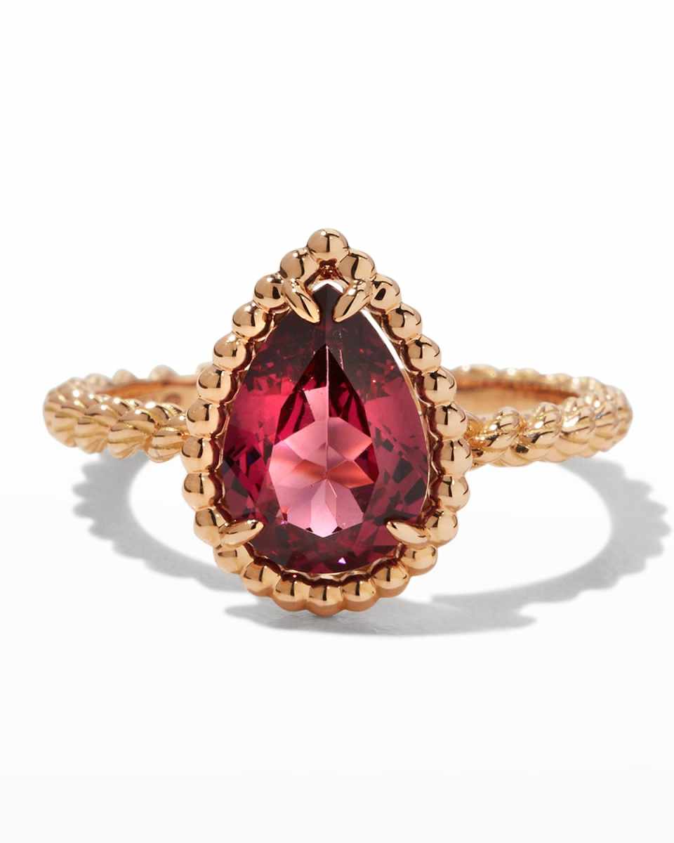 Pink Gold Serpent Boheme Rhodolite Garnet Small Ring, Size 52